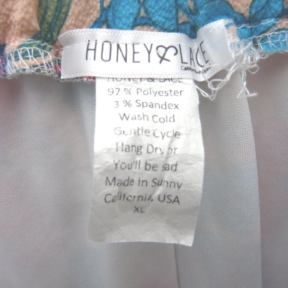 Honey & Lace Colorful Floral Lined Stretch Skirt - Size XL - Picture 5 of 7